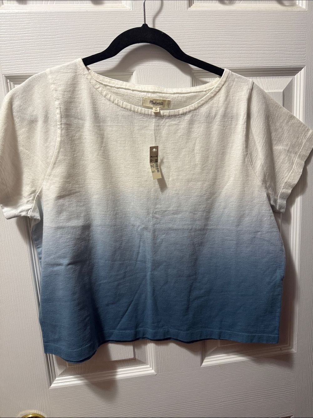 Madewell White to Blue Ombre Cotton Boxy Tee